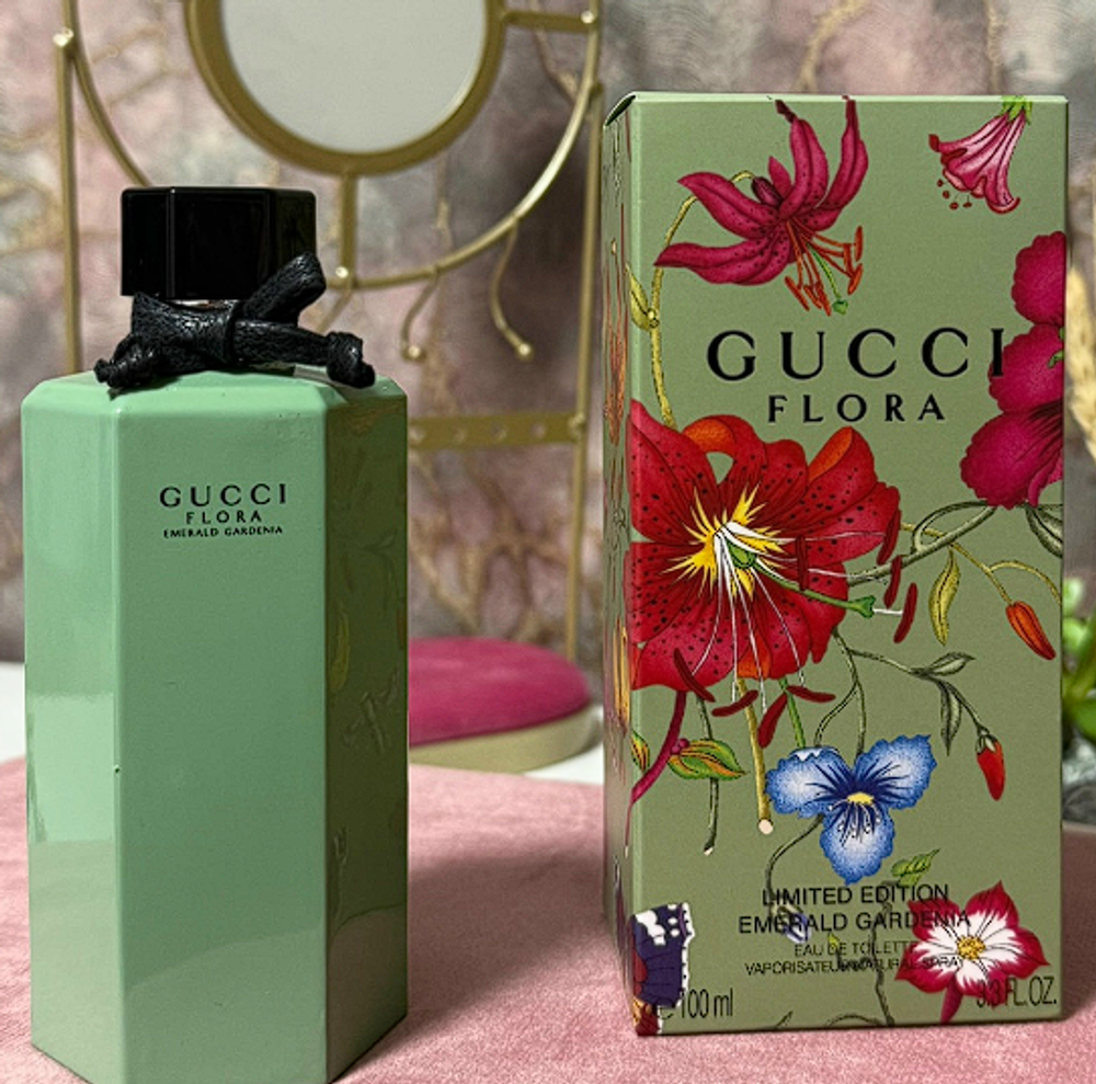 Flora Emerald Gardenia Gucci 100ml (Коробка парфюма без слюды, парфюм новый, распаковка для фото)