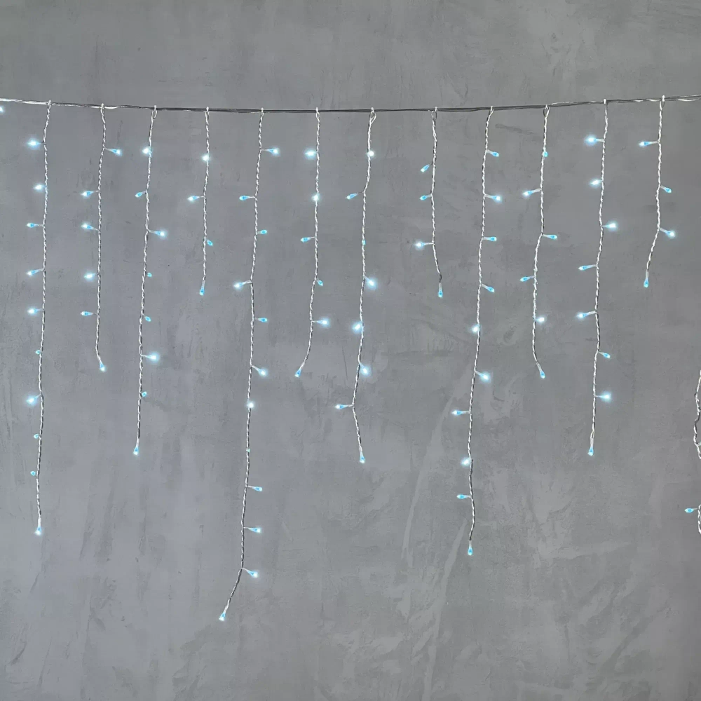 Светодиодная бахрома 5*0,9 м., 348 небесно-голубых LED ламп, силиконовый прозрачный провод, Beauty Led (ECC348-10-2SB)