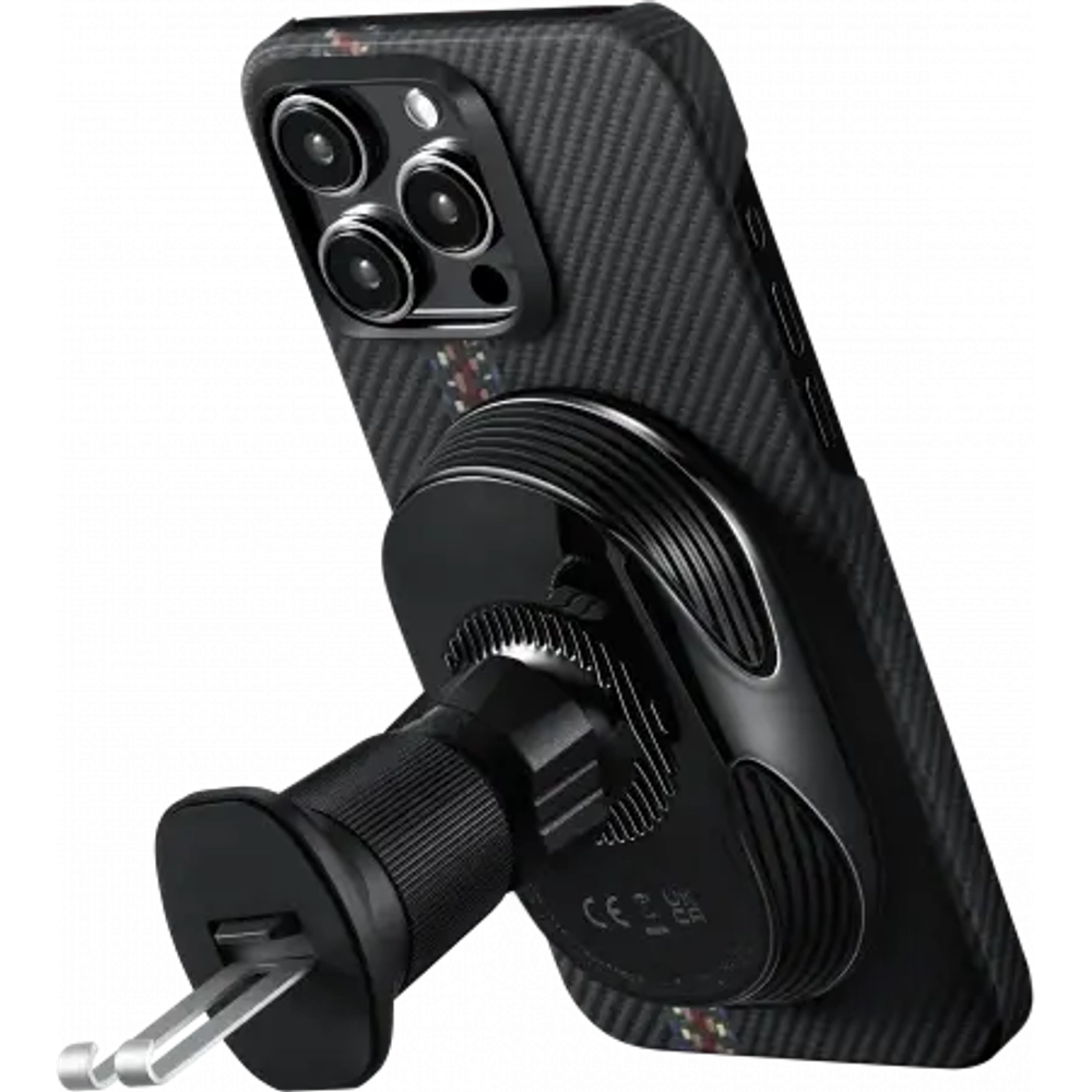 Автомобильный держатель Pitaka MagEZ Car Mount Pro 2 Qi2, Чёрный (CM2402N)