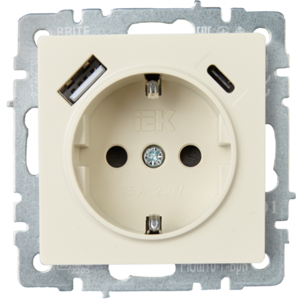 Розетка с заземлением  IEK BR-R14-16-U22-018-K10
