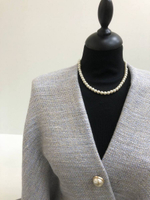 Костюмная лен рогожка, голубой/беж, меланж NB#140