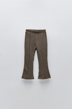 ZARA РАСКЛЕШЕННЫЕ БРЮКИ С ПРИНТОМ, РЫЖЕВАТО-КОРИЧНЕВЫЙ