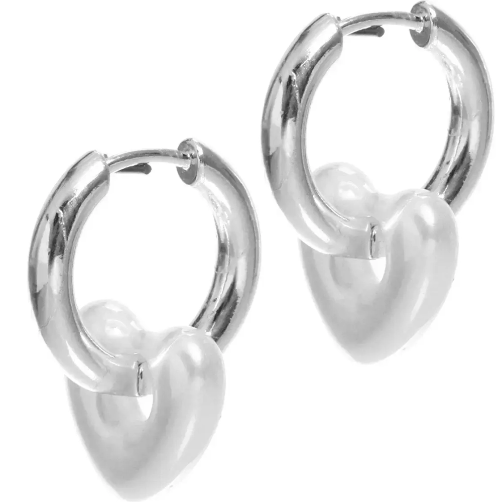 Серьги из гиппоалергенного металла со стразами «ПАЛУМНА», сердечки, цвет золото и серебро, 2,5см