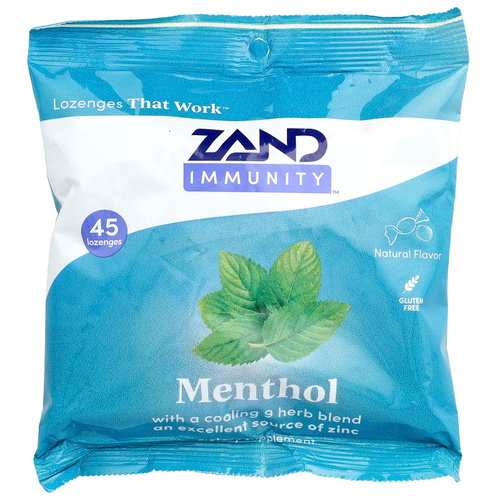 Zand, Immunity ™, пастилки с ментолом, 45 пастилок
