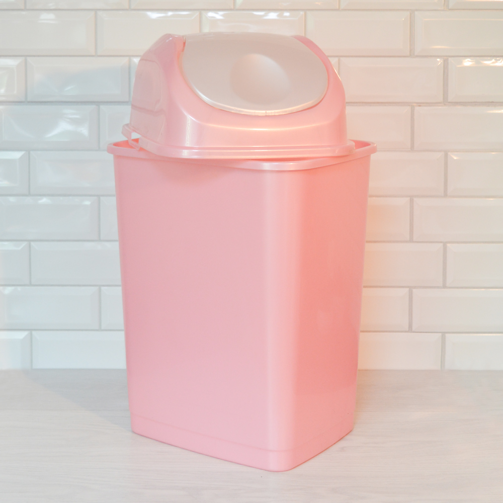 Ведро для мусора 35л "Слим" розовый/перламутровый