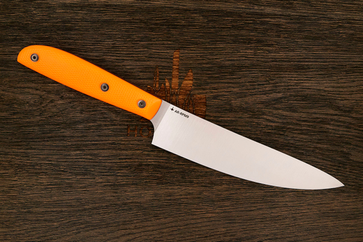 Нож кухонный MOYO Геликон шеф 180мм, сталь AR-RPM9, рукоять G10-extra оранжевый