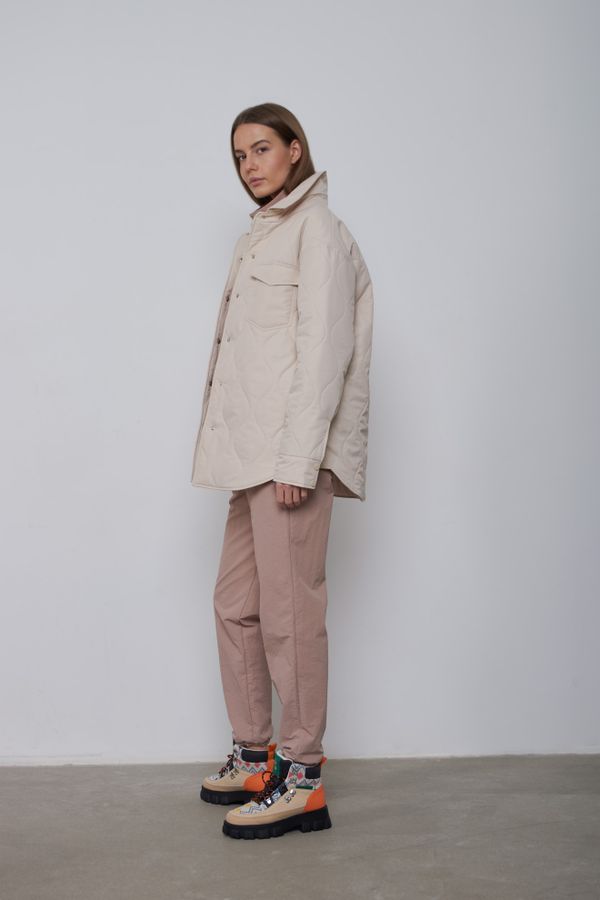 Куртка-рубашка стёганая AW015 ванильная - фото 5