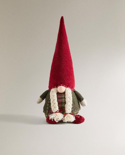 ZARA HOME НОВОГОДНИЙ ОГРАНИЧИТЕЛЬ ДЛЯ ДВЕРИ «ГНОМИК», КРАСНЫЙ