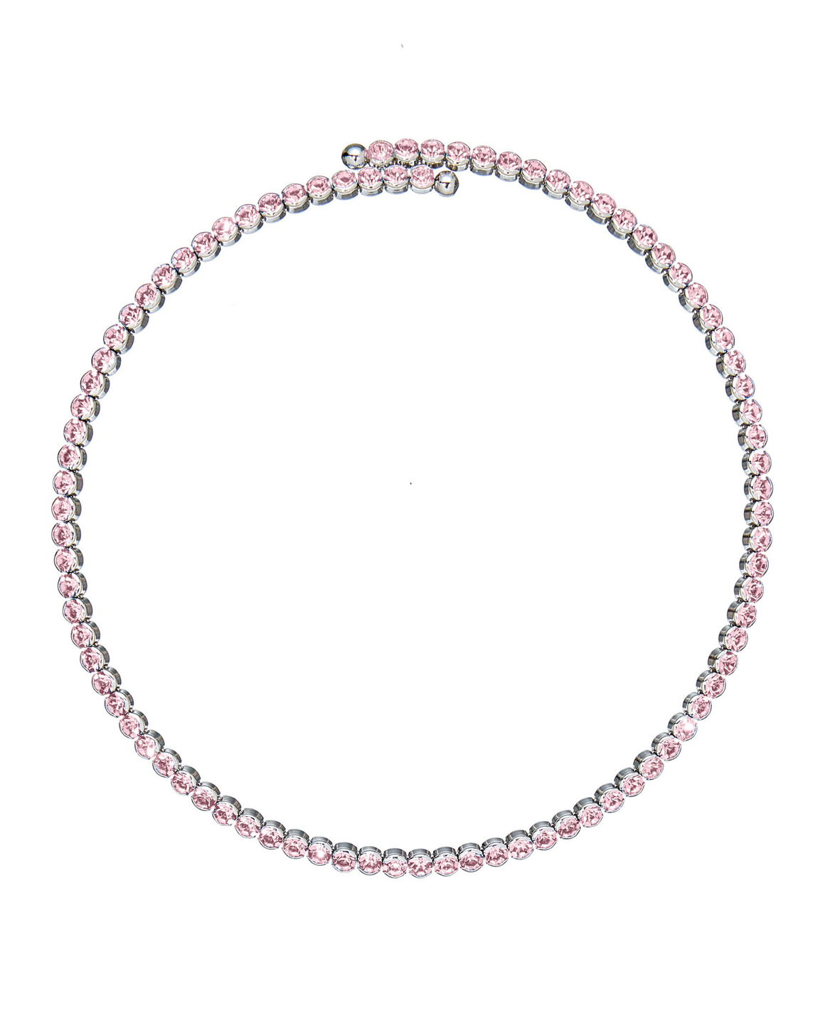 Колье-чокер, жесткая основа, серебро, круглые розовые камни