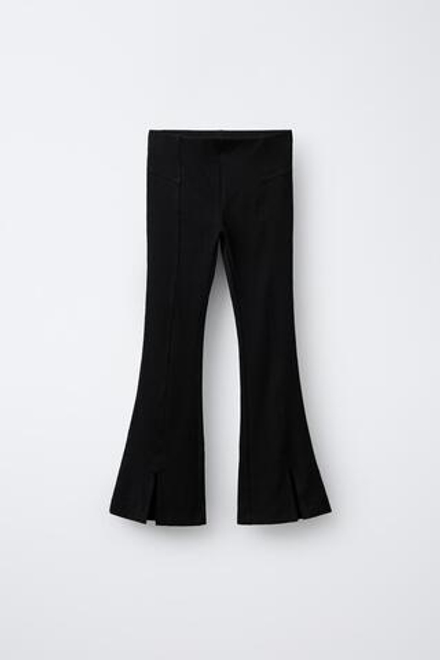 ZARA ЛЕГИНСЫ В РУБЧИК FLARE ОДНОТОННЫЕ, ЧЕРНЫЙ