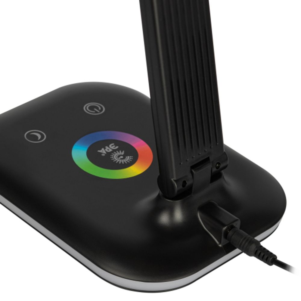 Настольный светильник ЭРА NLED-502-11W-BK светодиодный с RGB ночником черный | Светодиодные настольные лампы