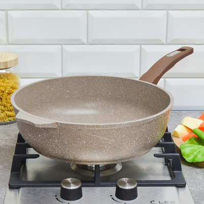 Сотейник 28см Гранит brown с несъемной ручкой без крышки