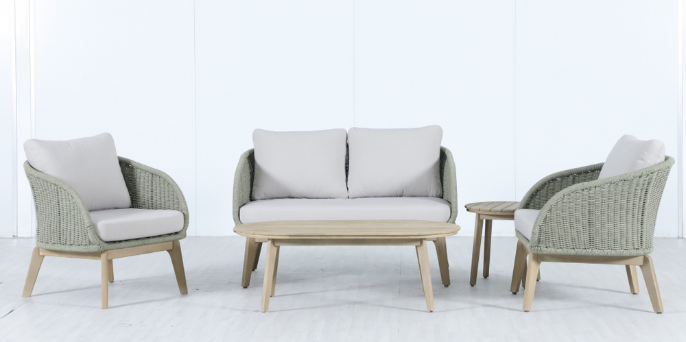 Комплект плетеной лаунж-мебели на 4 персоны Tagliamento Madrague, светлый тик, бежевый