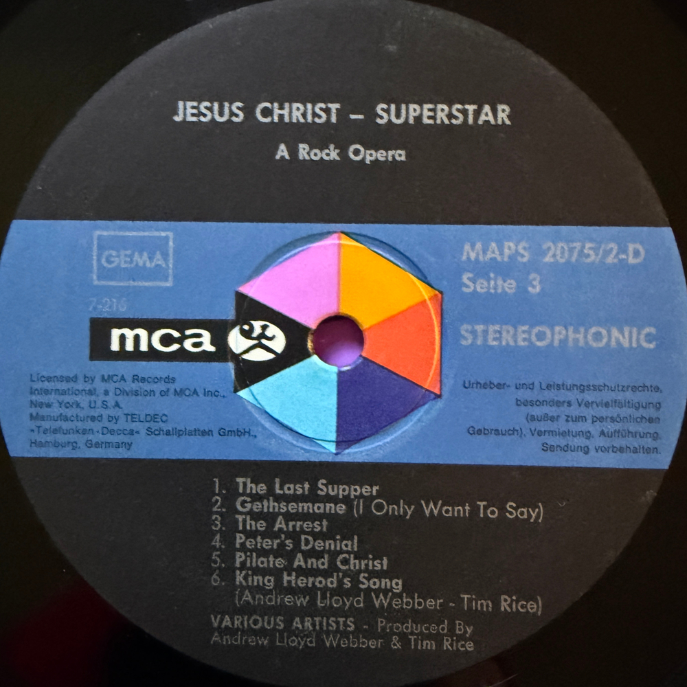 Jesus Christ Superstar 2LP (Германия 1970г.)
