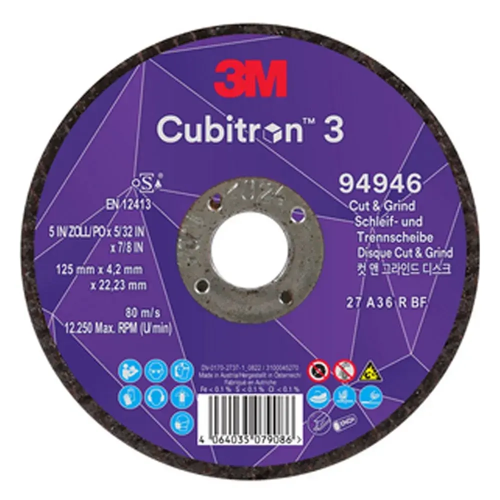 Отрезной/зачистной круг Cubitron™ 3, Т27, 125х4,2х22мм, A36+, армированный