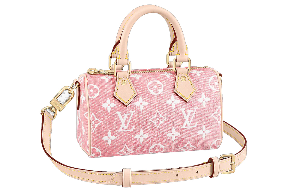 LOUIS VUITTON Nano Speedy Denim Jacquard Pink