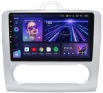 Магнитола для Ford Focus 2 2004-2011 (климат, рамка серебро) - Teyes CC3L монитор 9" IPS на Android 10, CarPlay, 4G SIM-слот