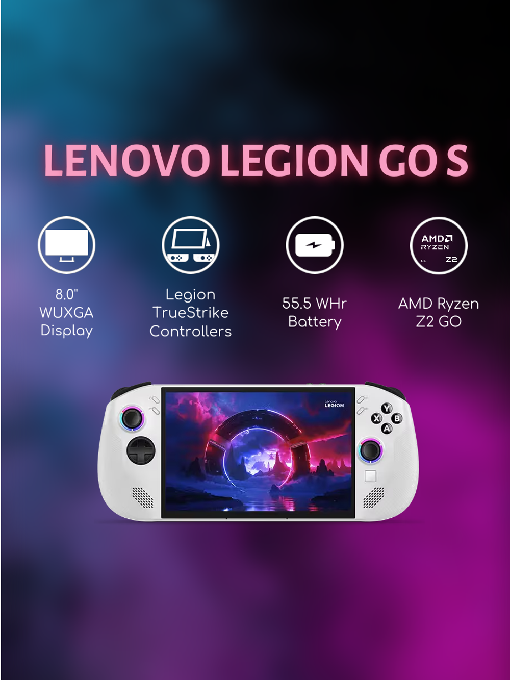Портативная игровая приставка Lenovo Legion Go S, AMD Ryzen Z2 Go, 16/2048 GB, Windows Версия, белая + медный радиатор на SSD