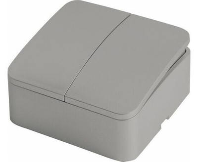 Выключатель открытой установки 2-клавишный !! 4 ШТУКИ !! , 250В, 10А, IP20, серия София, серебро, MSW10-20-03, STEKKER 49297