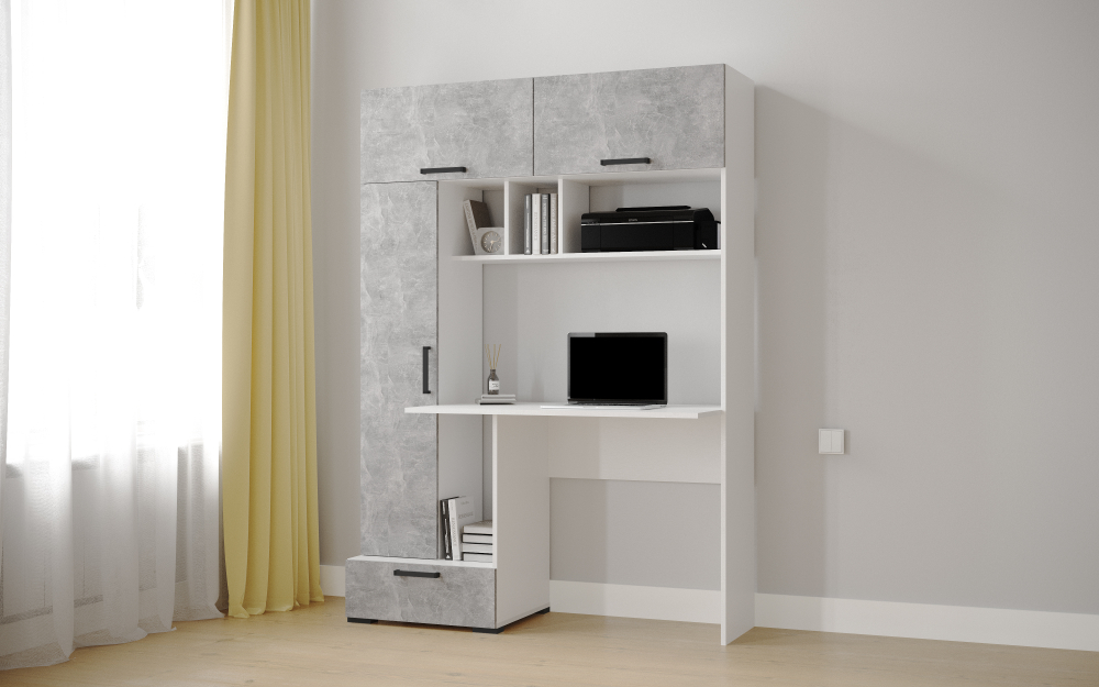 Компьютерный стол Квартет-11, Белый, ателье светлое