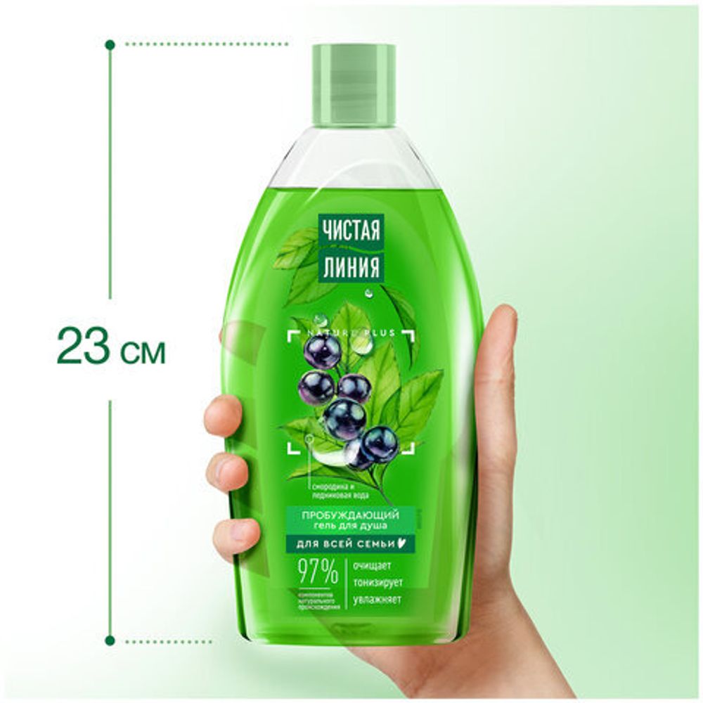 Гель для душа 750 мл, ЧИСТАЯ ЛИНИЯ "Смородина и ледниковая вода", на натуральной основе