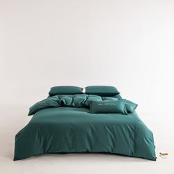 Комплект постельного белья на резинке Однотонный Сатин Элитный «Лесная прохлада»