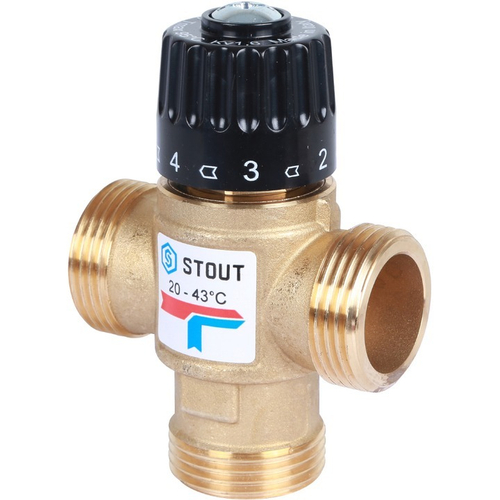 Термостатический клапан 3/4 НР 20-43* KV1.6 STOUT