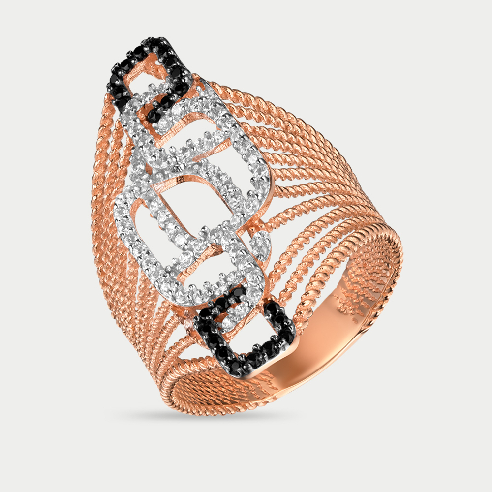 Женское кольцо из розового золота 585 пробы с фианитами (арт. 71846)