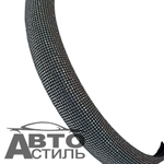 Оплетка на руль круглая Coolpart DIAMOND  (37*38) к/з черный/белый СТРАЗЫ A280-WT белый