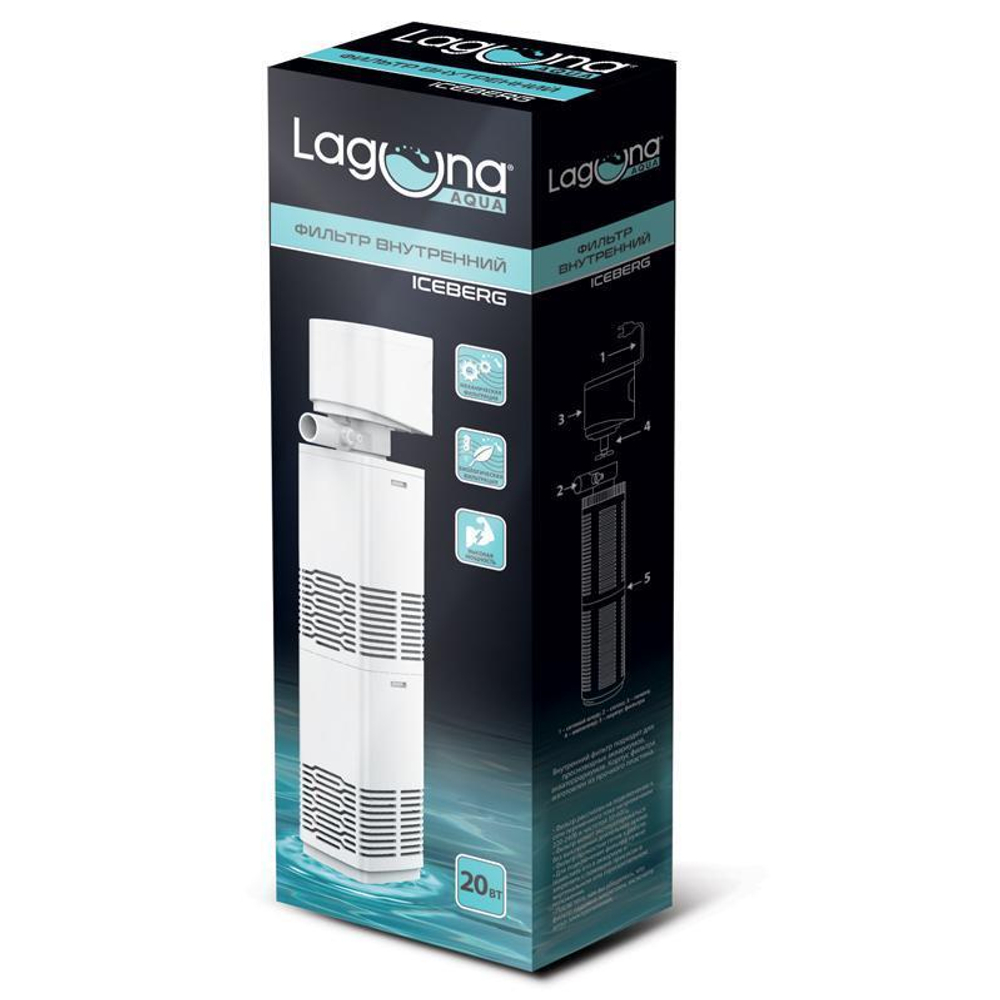 Фильтр внутренний JY800F, 20Вт, 880л/ч, 95*60*310мм, серия ICEBERG, Laguna