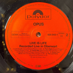 Винтажная виниловая пластинка LP Opus Live Is Life (Germany 1984) Double Bubbles