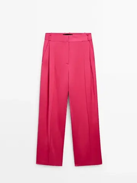 Massimo Dutti Атласные брюки — Studio, цвет фуксии