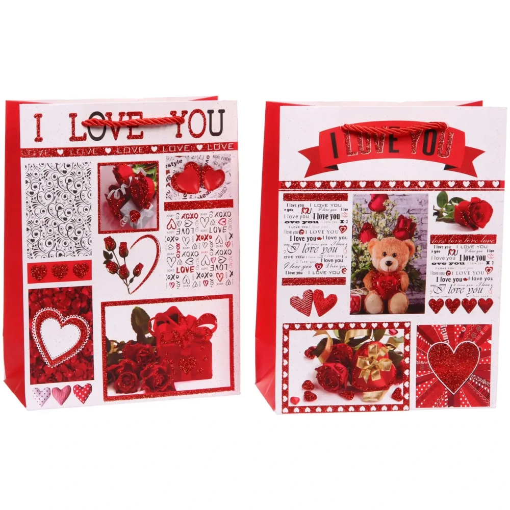 Пакет подарочный «I LOVE YOU!» 18*24*8,5 см, микс