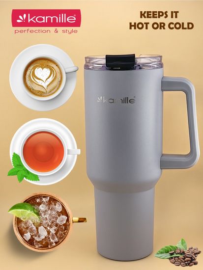 Термокружка 1,2 л. из нержавеющей стали Kamille KM 2173 с трубочкой