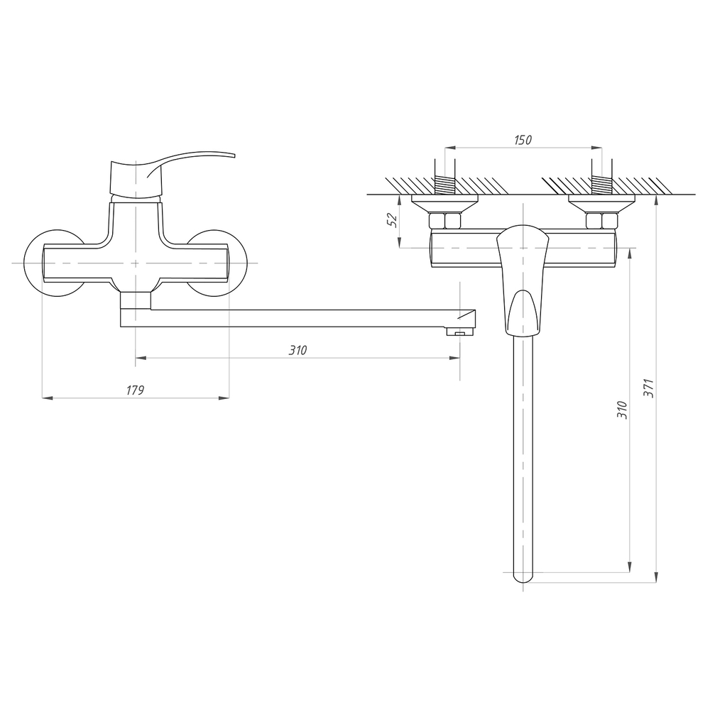 Смеситель для ванны и раковины 40к ПРОФСАН ПСМ-777-023 "ПЛЮС"  эксцентрики "ЕВРО",  ХРОМ