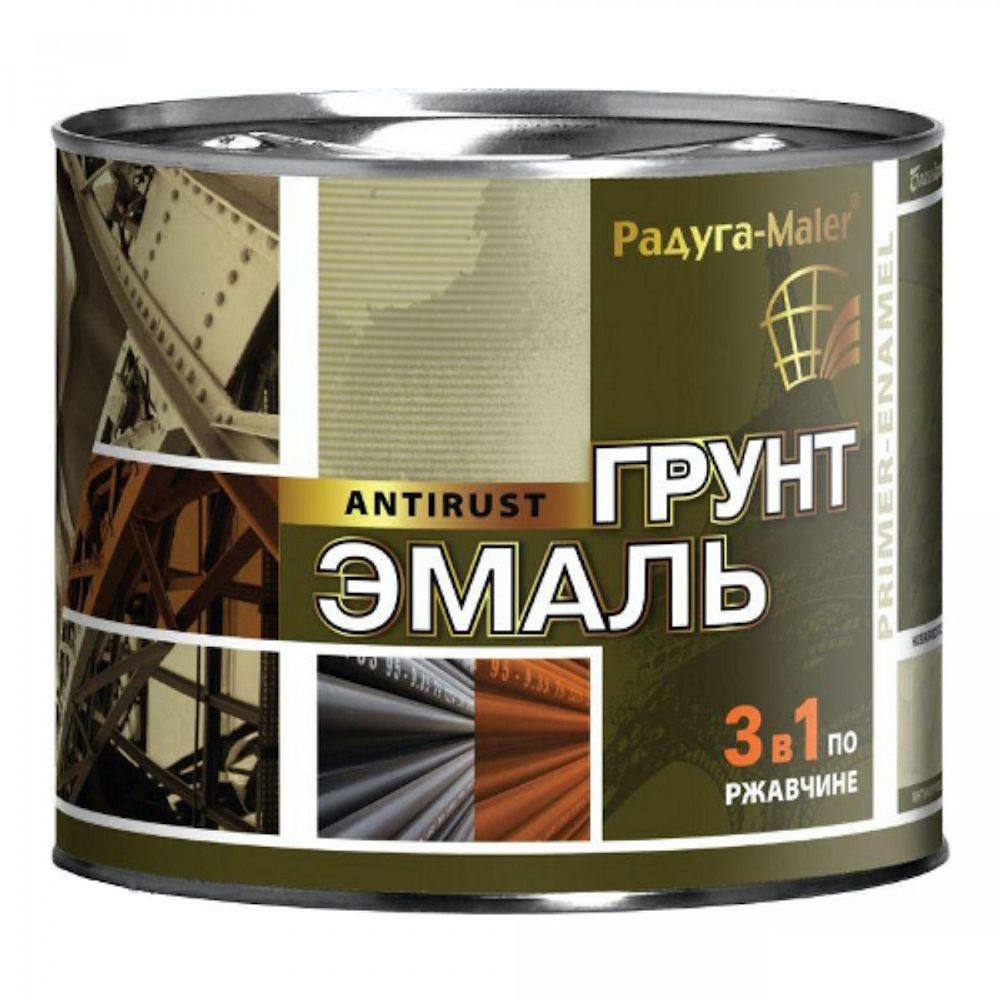 Эмаль-грунт по ржавчине 3в1 спелая вишня  6кг РАДУГА