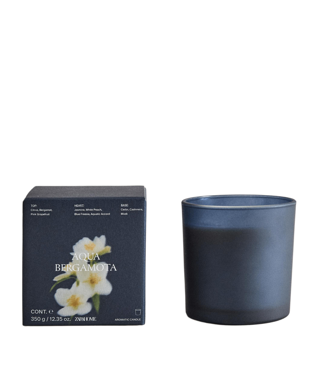 Zara Home Свеча ароматическая Aqua Bergamota 350 г, растительный воск, аромат свежий цитрусовый, Горчичный
