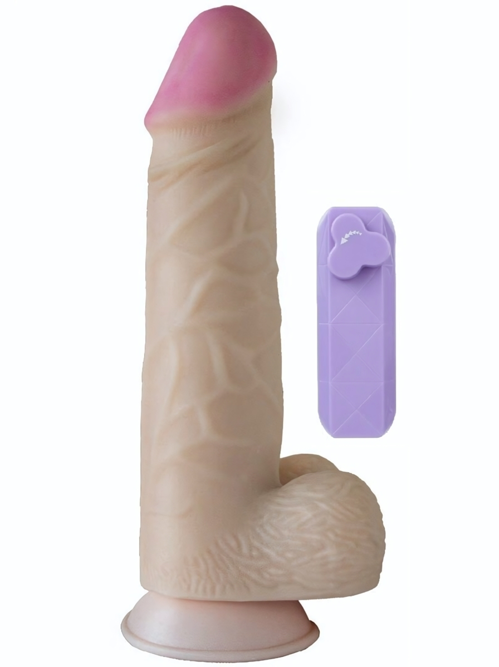 Телесный вибромассажёр-гигант с проводным пультом - 27 см. (Цвет: телесный)