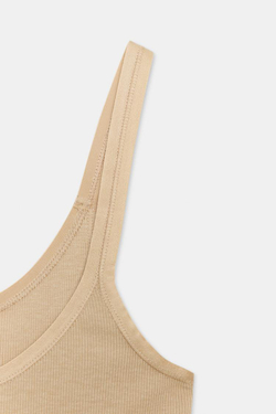 ZARA МАЙКА В РУБЧИК, СВЕТЛО-БЕЖЕВЫЙ