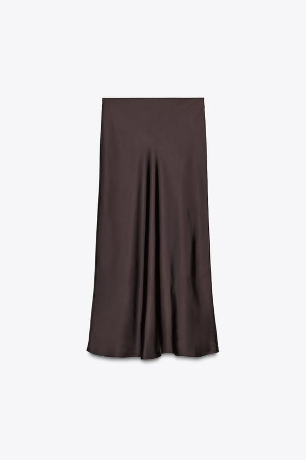 ZARA АТЛАСНАЯ ЮБКА МИДИ, ТЕМНО-БАКЛАЖАНОВЫЙ