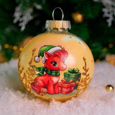 Шар новогодний 1шт 10см "Лошадка"