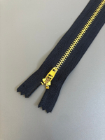 Молния метал, 20см №5 не разъем джинс синий темный/золото