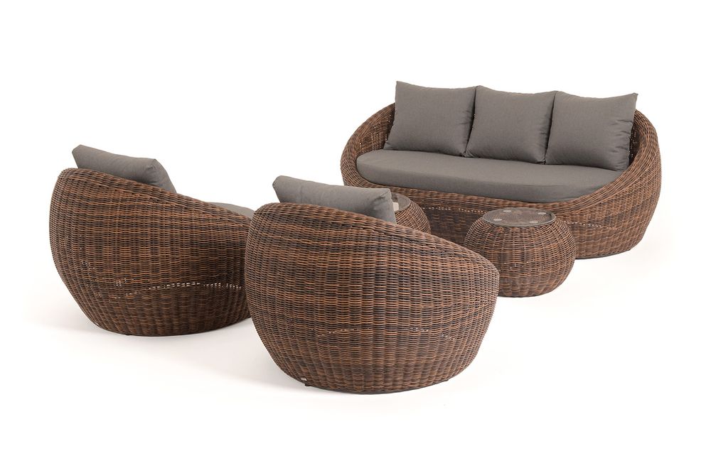 "Барселона" лаунж-зона из искусственного ротанга, цвет коричневый