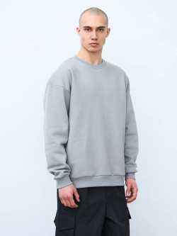 Свитшот оверсайз, без начеса (серый)