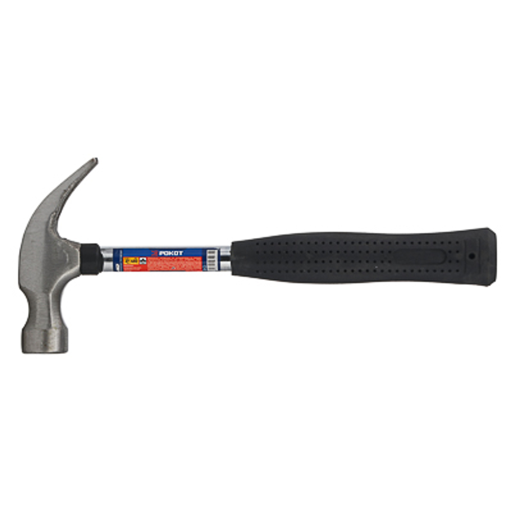 Молоток-гвоздодер 450гр РОКОТ боек 27мм металлическая трубчатая обрезиненная рукоятка