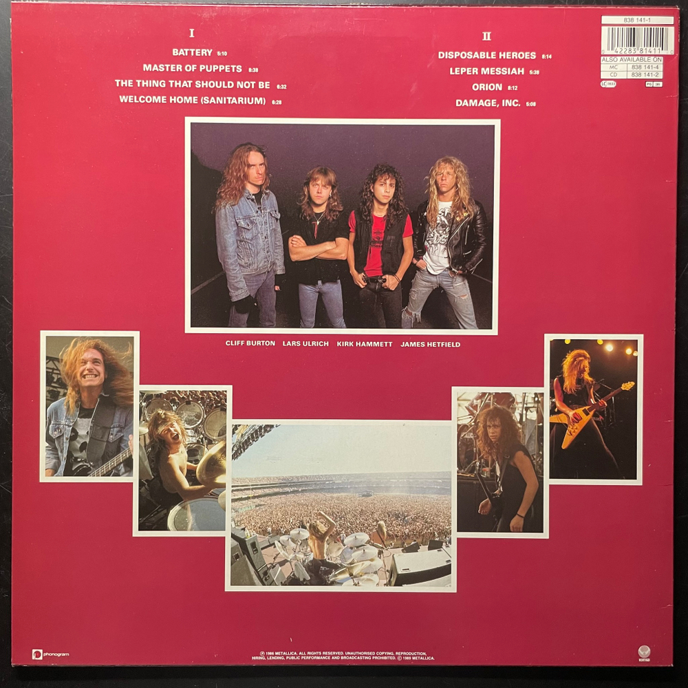 Metallica ‎– Master Of Puppets (Голландия 1989г.)
