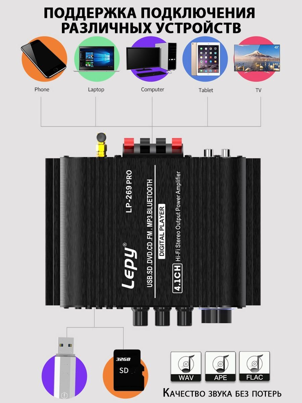 Bluetooth усилитель LEPY269Pro 4.1Ch