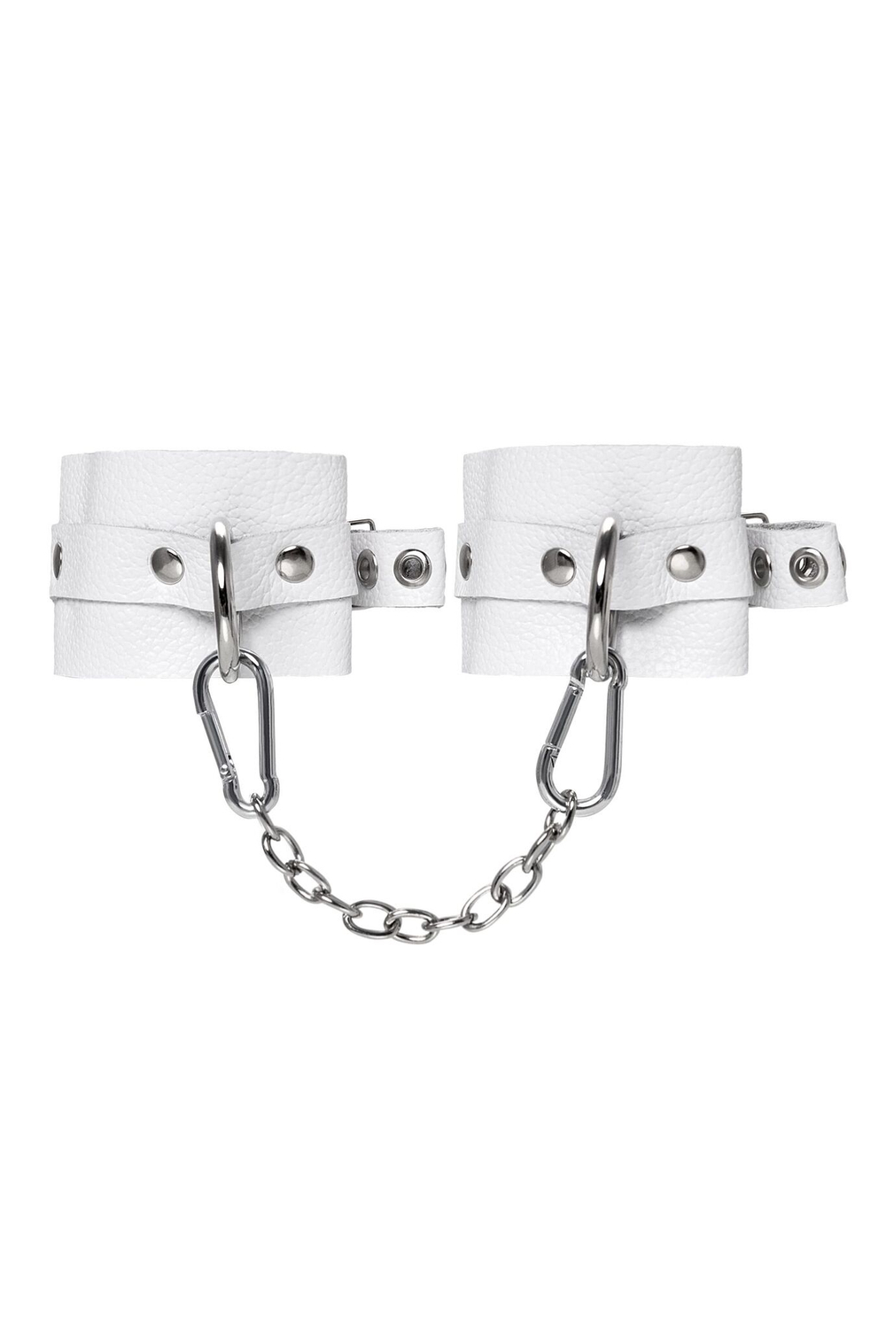 Наручники Pecado 2192 – белые кожаные, мягкие, с люверсами