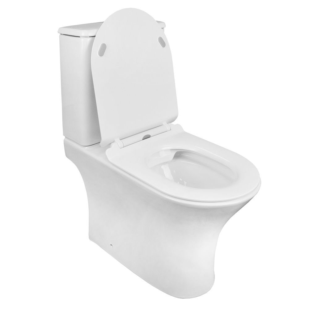 Унитаз-компакт безободковый Azario Fretta Round AZ-1038A с крышкой-сиденьем микролифт, белый