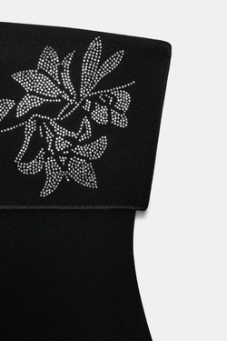 ZARA ЭЛАСТИЧНОЕ БОДИ БАНДО СО СТРАЗАМИ, ЧЕРНЫЙ